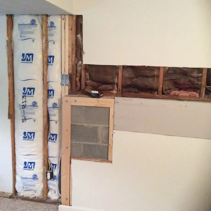 Wall insulation replacement during Basement Flood Cleanup in Asbury Lake